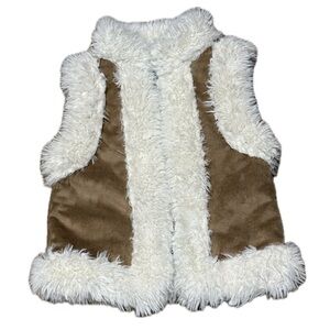 🦺🌾 OLD NAVY Faux Suede & Faux Fur Penny Lane Vest Y2K Boho XS